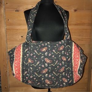 Americana by Sharif quilted weekend duffel bag  red/ black / yellow paisley